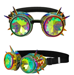 OKULARY STEAMPUNK DISCO WIELOKOLOROWE