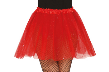 SPÓDNICZKA CZERWONA Z DROBINKAMI TIULOWA 40 CM