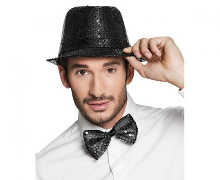 MUSZKA CZARNA CEKINOWA 13 CM