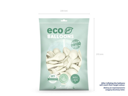 BALONY ECO 26 CM METALIZOWANE BIAŁE 100 SZT
