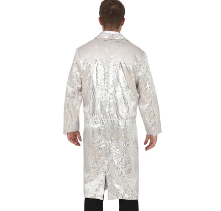 STRÓJ FRAK MĘSKI SREBRNY CEKINOWY 