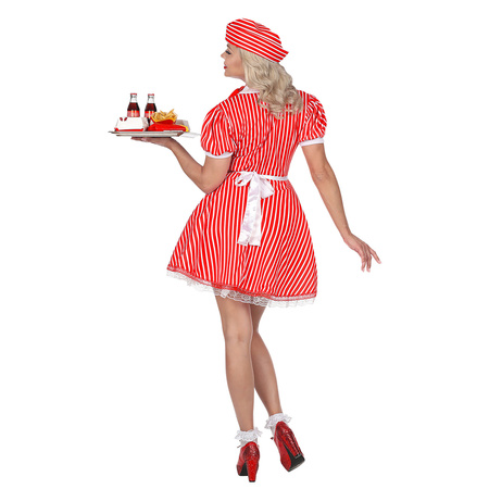 50s WAITRESS (dress with petticoat, apron, pin, neckscarf, headpiece)