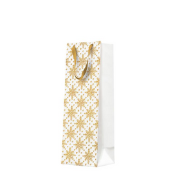 TORBA PREZENTOWA BIAŁA ZŁOTE ŚNIEŻYNKI 12 X 37 X 10 CM