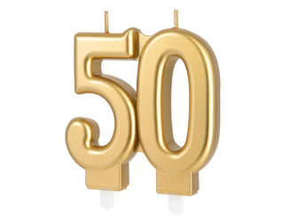 ŚWIECZKA URODZINOWA CYFRA 50 7,7 CM ZŁOTA