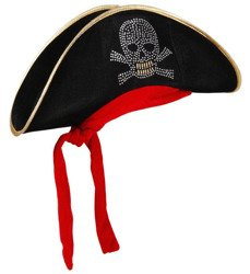 CZAPKA Z CEKINOWĄ CZASZKĄ PIRATA Z SZARFĄ