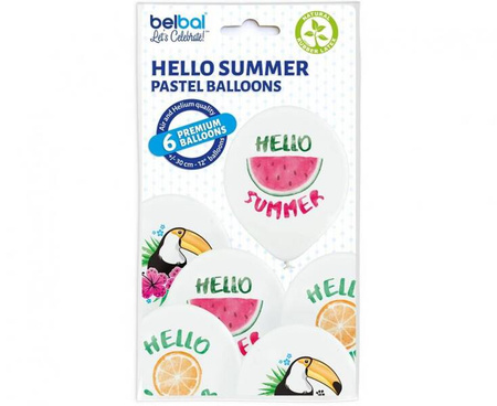 BALONY LATEKSOWE HELLO SUMMER 6 SZT 30 CM