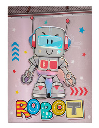 TORBA PREZENTOWA ROBOT RÓŻOWA 3D 26X32X10 CM