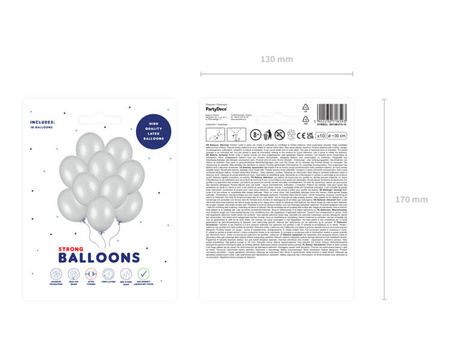 BALONY 30cm METALIK SREBRNY 10 szt.
