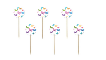 PIKERY NA TORT MOTYLKI 6 SZT