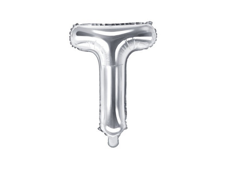 BALON FOLIOWY 35cm, LITERA T SREBRNA