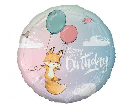 BALON FOLIOWY LISEK HAPPY BIRTHDAY 45 CM