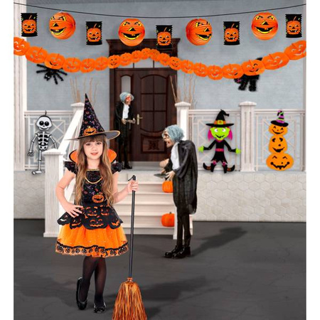 set da "FESTONE 3 m, GLOBO Ø 25 cm E LANTERNA Ø 16 cm - h 28 cm ZUCCA” ignifugo