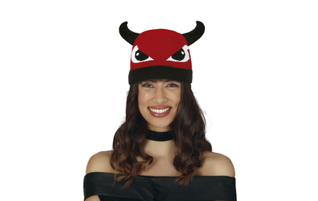 CZAPKA DEMON Z ROGAMI DIABEŁ HALLOWEEN