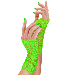 RĘKAWICZKI KORONKOWE ZIELONE NEONOWE