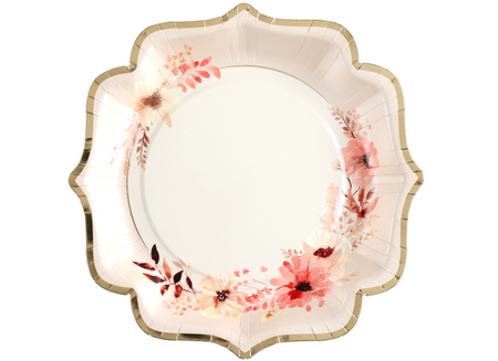 TALERZYKI PAPIEROWE POLNE KWIATY 21 CM 10 SZT