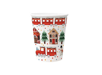 ZESTAW ŚWIĄTECZNE DOMKI: TALERZYKI + KUBECZKI 