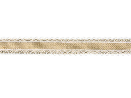 TAŚMA JUTOWA Z KORONKĄ, 4 x 500cm