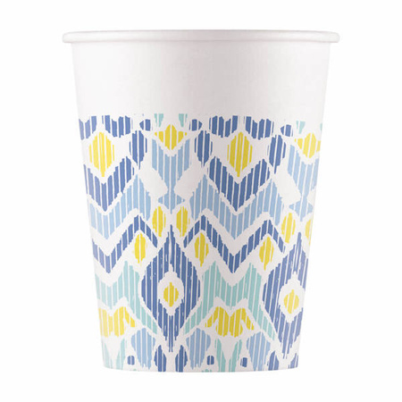 ZESTAW WZÓR ETNICZNY TALERZYKI+KUBECZKI