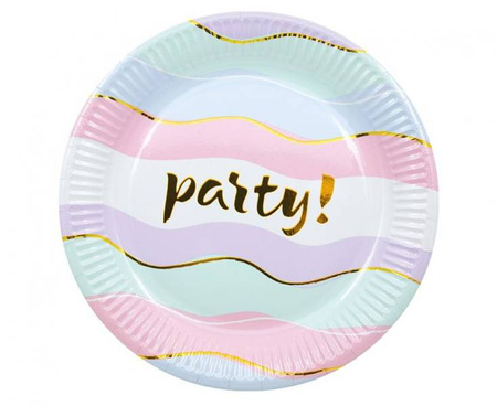 TALERZYKI PAPIEROWE PASTELOWE ELEGANT PARTY 19.5 CM 8 SZT.