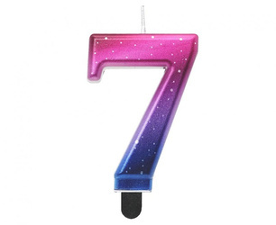 ŚWIECZKA URODZINOWA CYFRA 7 KOSMOS OMBRE 8 CM