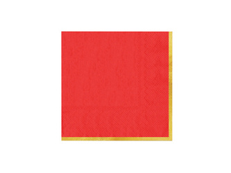 SERWETKI PAPIEROWE CZERWONE ZE ZŁOTYM OBRAMOWANIEM 33X33 CM 10 SZT