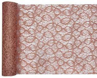 BIEŻNIK KORONKOWY RÓŻOWE ZŁOTO 30 x 500 CM