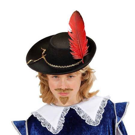 KAPELUSZ MUSZKIETERA DZIECIĘCY CZARNY Z PIÓREM