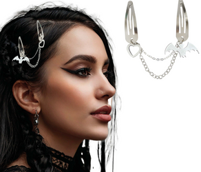 SPINKI DO WŁOSÓW Z ŁAŃCUCHEM HALLOWEEN