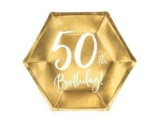 TALERZYKI ZŁOTE 50TH BIRTHDAY 20 CM
