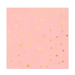 SERWETKI BRZOSKWINIOWE ZŁOTE GWIAZDKI 10SZT