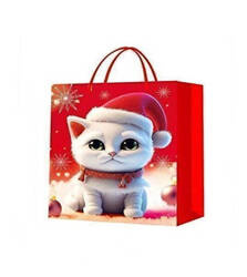 TORBA PREZENTOWA ŚWIĄTECZNA KOTEK 3D 18 X 23 x 8,5 CM