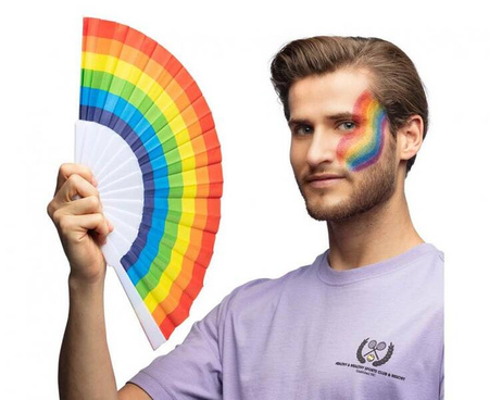 Wachlarz Rainbow 23 cm kolorowy tęczowy tęcza