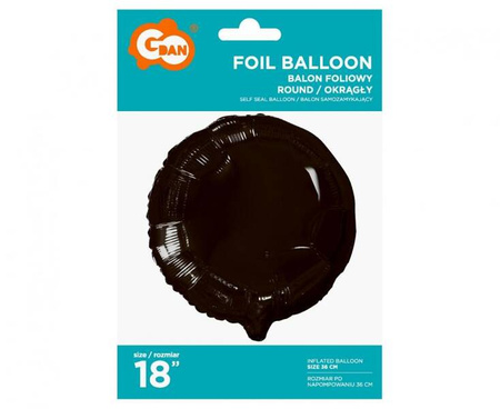 BALON FOLIOWY OKRĄGŁY CZARNY 36 CM