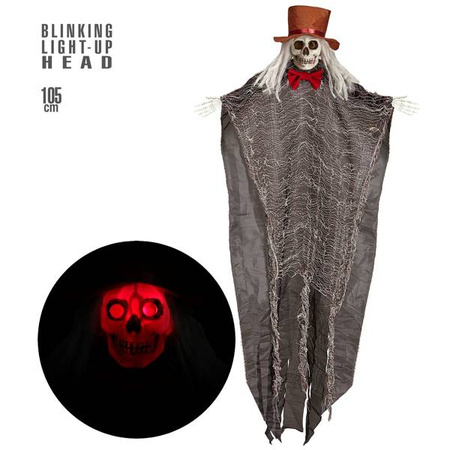 SCHELETRO SPOSO CON TESTA LUMINOSA LAMPEGGIANTE 105 cm 