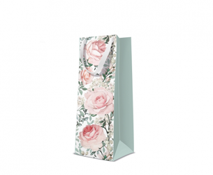 TORBA PREZENTOWA NA WINO RÓŻE 12x37x10 cm