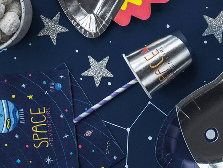 SŁOMKI LILIOWO-BIAŁE PASKI, 10 szt.