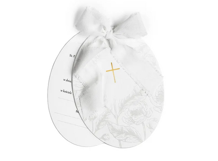 ZAPROSZENIA KOMUNIJNE 10 SZT IHS BIAŁE