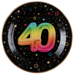 ZESTAW FIESTA 40 URODZINY TALERZYKI+KUBECZKI+SERWETKI