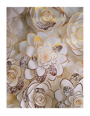 TORBA PREZENTOWA SZARO-ZŁOTA KWIATY 26X32X10 CM