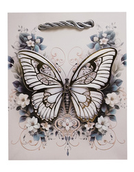 TORBA PREZENTOWA MOTYL BIAŁA 14 X 12 X 6 CM