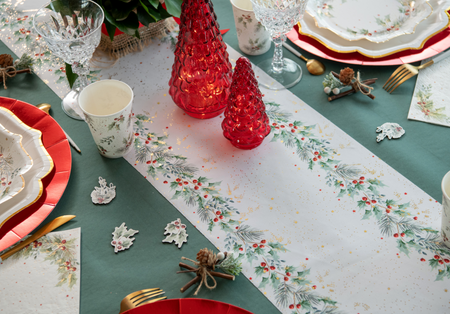 BIEŻNIK ŚWIĄTECZNY ZIMOWA JARZĘBINA 28 X 300 CM