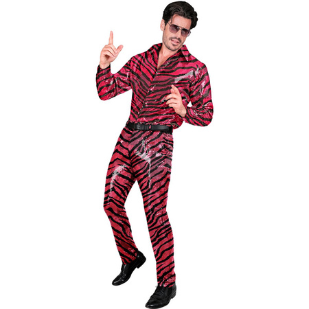 SPODNIE MĘSKIE CEKINOWE RÓŻOWE TYGRYS 