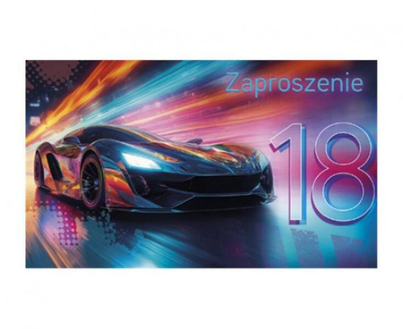 Zaproszenie Z 160x95 Urodziny 18-stka Grafika - Auta, Chłopak, Dziewczyna, 10 szt.