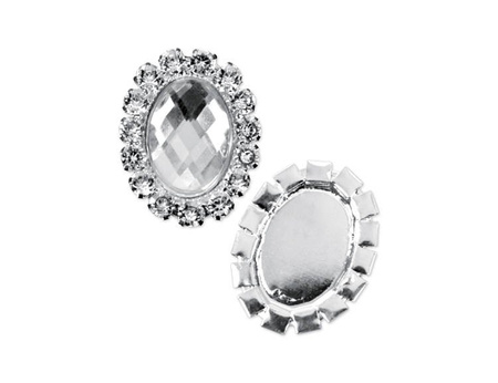 Aplikacje z kamieniem, srebrny, 21 x 17mm (1 op. / 2 szt.)