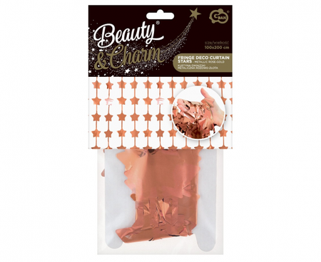 KURTYNA GWIAZDKI METALICZNA RÓŻOWA 100 X 200 CM