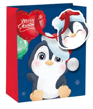 TOREBKA NA PREZENTY PINGWIN 32x42x12cm