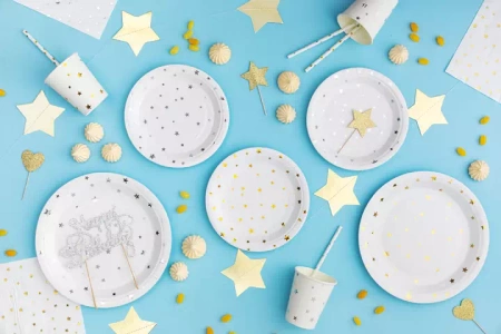 SERWETKI BIAŁE ZŁOTE GWIAZDKI 10SZT