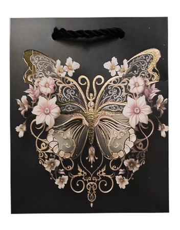 TORBA PREZENTOWA MOTYL BRĄZOWA 14 X 12 X 6 CM