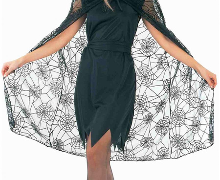 PELERYNA Z KAPTUREM PAJĘCZYNA 100 CM HALLOWEEN