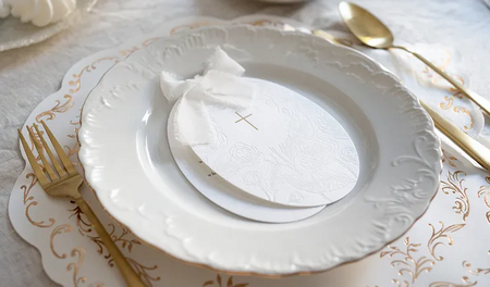 ZAPROSZENIA KOMUNIJNE 10 SZT IHS BIAŁE